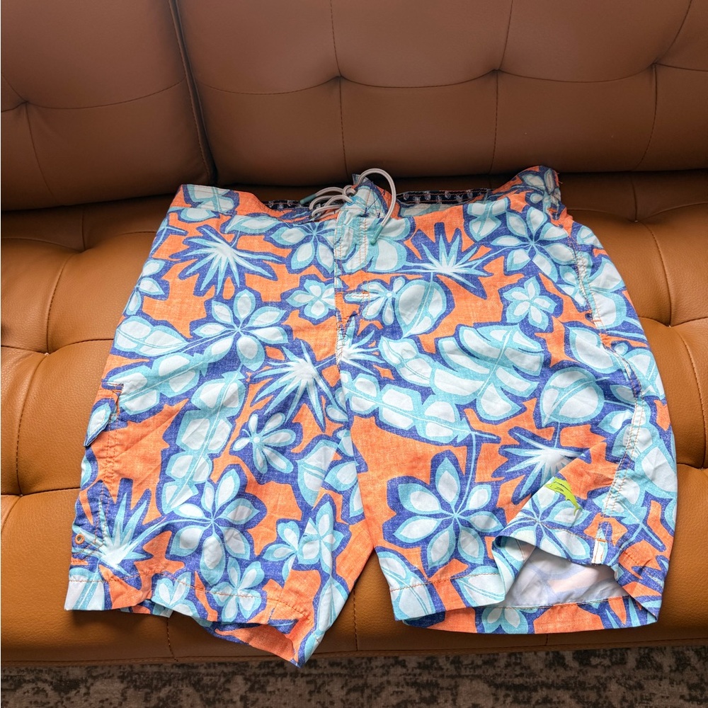 Tommy Bahama Orange and Blue Floral Board Shorts